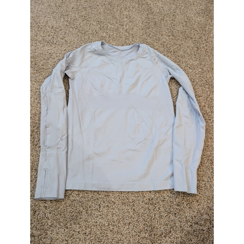 Lululemon Swiftly Tech Long Sleeve 2.0 Light Blue Workout Top Thumbholes